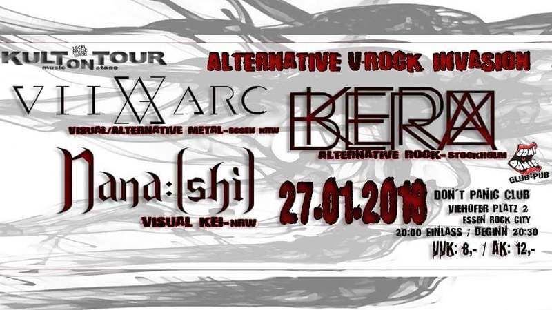 VII ARC, Nana:[shi] und KERBERA treten beim Alternative VRock Invasion-Konzert auf.