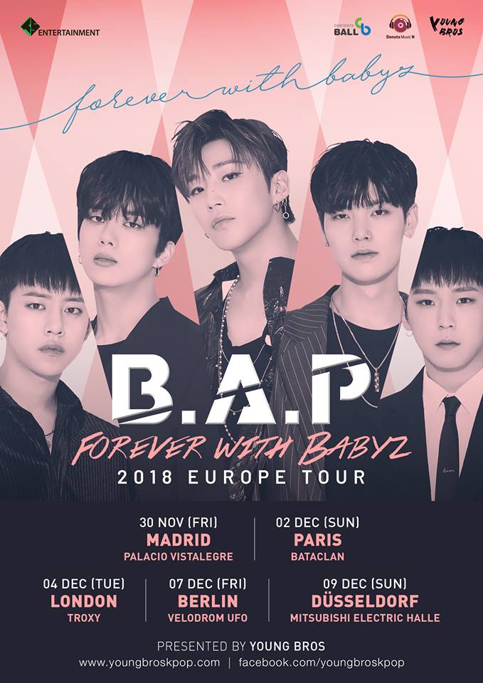 Mit ihrer B.A.P "Forever with BABYz" Europe Tour 2018 zieht es die fünfköpfige Gruppe B.A.P ("HANDS UP") im November und Dezember 2018 nach Europa und für zwei Konzerte nach Deutschland >> Otaji | Magazin für #JPop #KPop #JRock #KRock und asiatische Musik