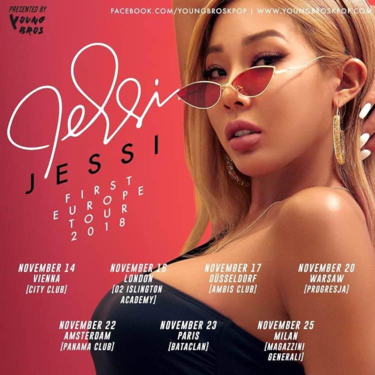 Mitte November 2018 tourt die südkoreanische Rapperin und Sängerin Jessi mit ihrer 'Jessi First Europe Tour 2018' durch sieben Städte. Der Veranstalter YOUNG BROS organisiert ein Konzert in Düsseldorf, Deutschland >> Otaji | #KPop #KRock #JPop #JRock