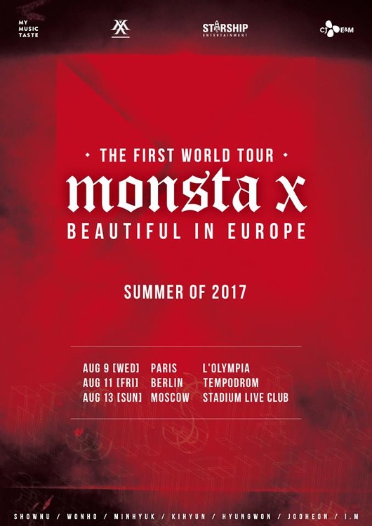 Die südkoreanische Boyband MONSTA X gehen im September 2017 auf Europa Tour mit Halt in Deutschland.