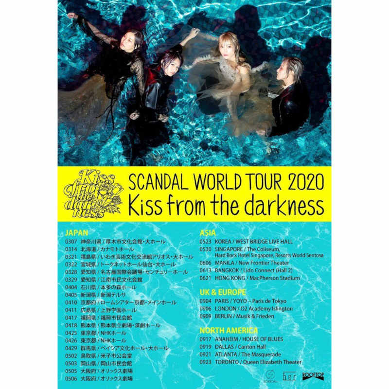 SCANDAL (''Tonight'', ''Shunkan sentimental'') kommt im September 2020 mit ihrer SCANDAL WORLD TOUR 2020 ''Kiss from the darkness'' nach Deutschland - 09.09.2020 - Berlin >> OTAJI | #JRock #SCANDAL #LIVENATION #Welttour #Konzert #Album #Berlin #Charts