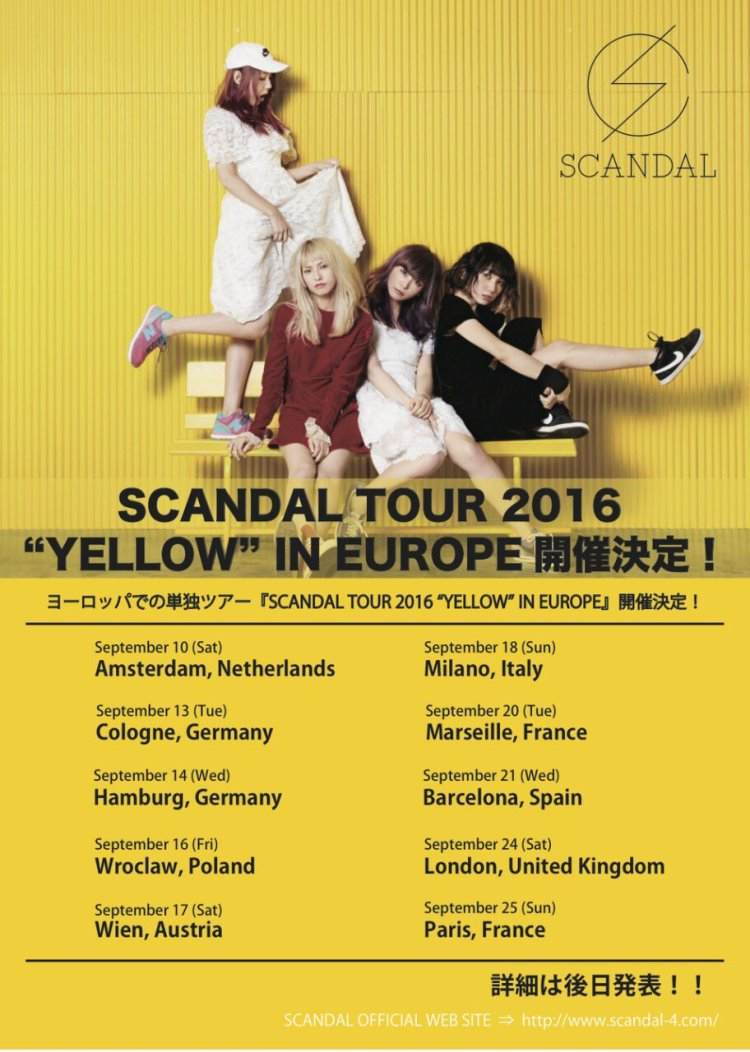 scandal, europe, tour, köln, cologne, hamburg, b7klan, weird world, yellow